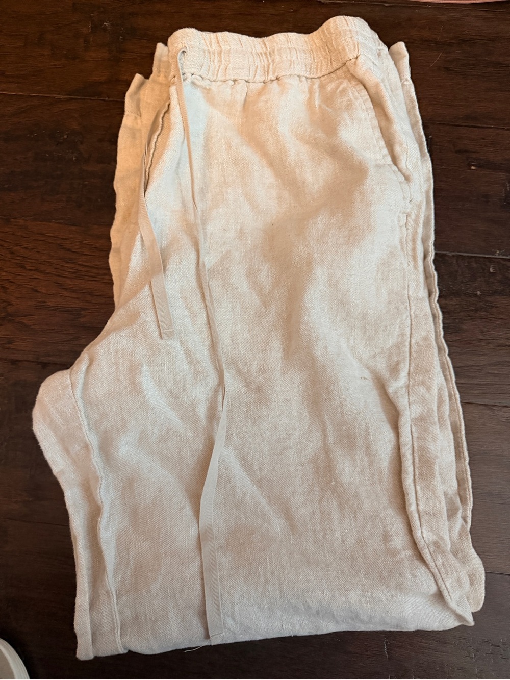 Talbot’s Women’s Casual Drawstring Linen Blend Pants - Cream